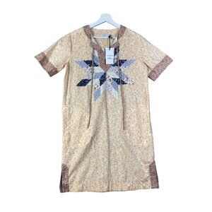 COACH X KEITH HARING Quilt Patch Shirt Dress SZ 4 Linen Floral Sequin CottageNEW